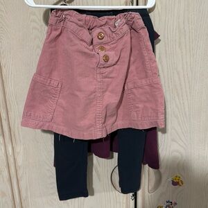 Pink Skirt, Black Leggings, Wine Long Sleeve